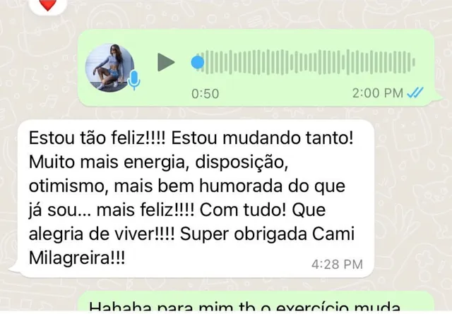 Print de mensagem de aluna