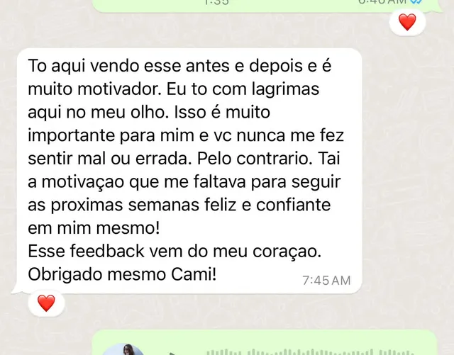 Print de mensagem de aluna
