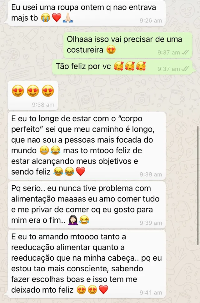 Print de mensagem de aluna