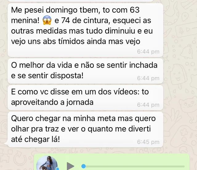 Print de mensagem de aluna
