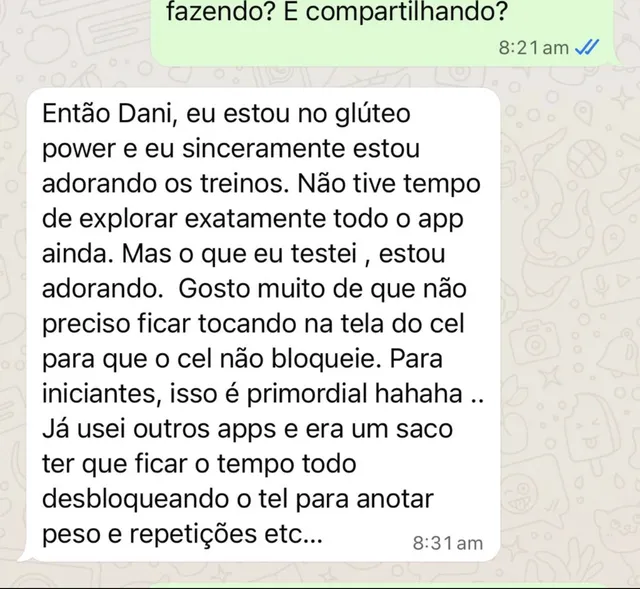 Print de mensagem de aluna
