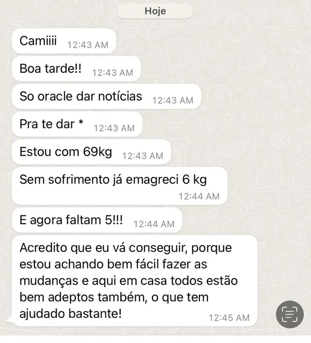 Print de mensagem de aluna